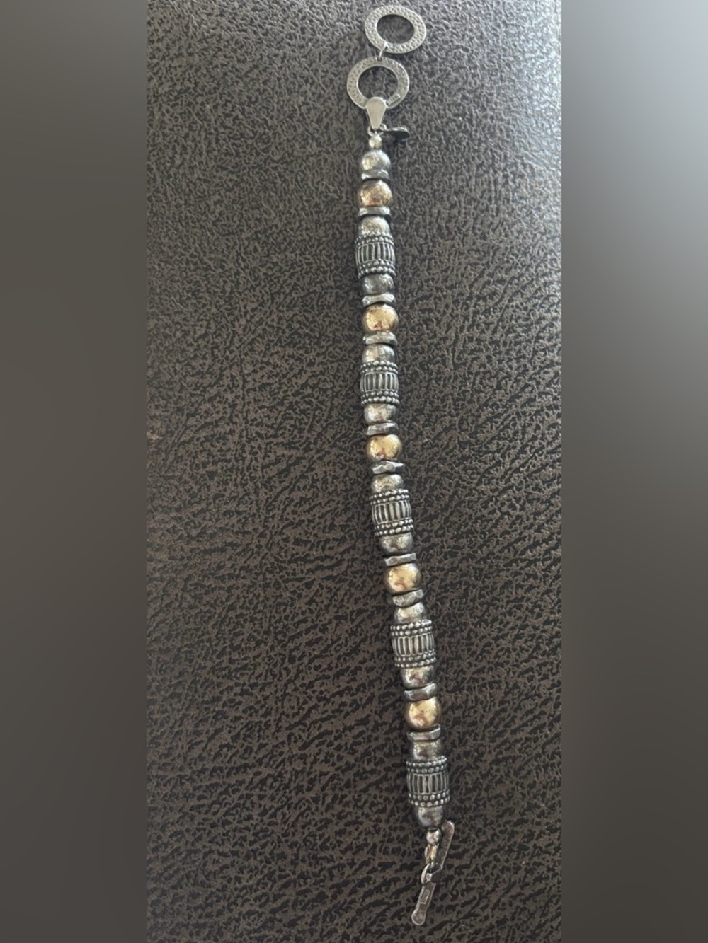 Retired silpada silver/gold filled geometric bead bracelet 7.5in B1213